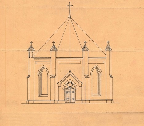  Zeichnung zum Kapellenanbau auf dem alten Friedhof, 1910 (Stadtarchiv Greifswald) 