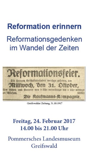 Flyertitel des Studientags „Reformation erinnern. Reformationsgedenken im Wandel der Zeiten“ 24.02.2017