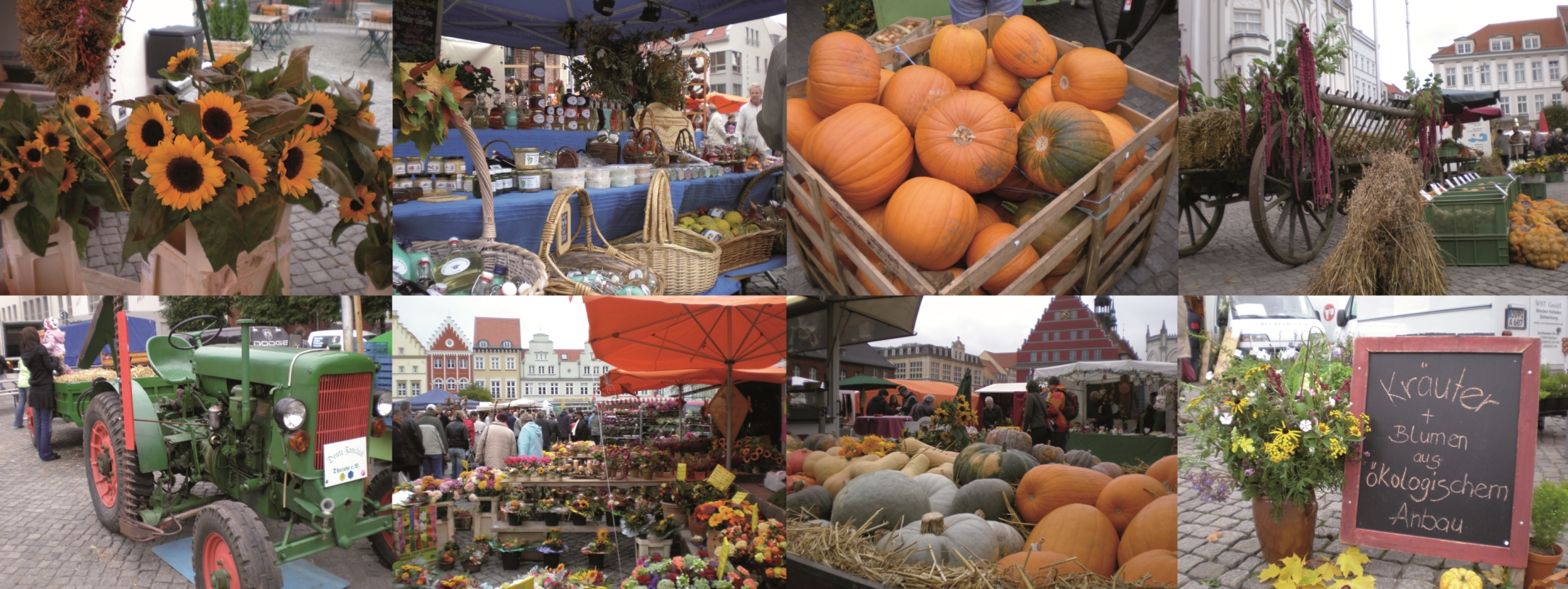 Der Erntedankmarkt mit seinen Facetten aus herbstlicher Dekoration und angebotenen Waren