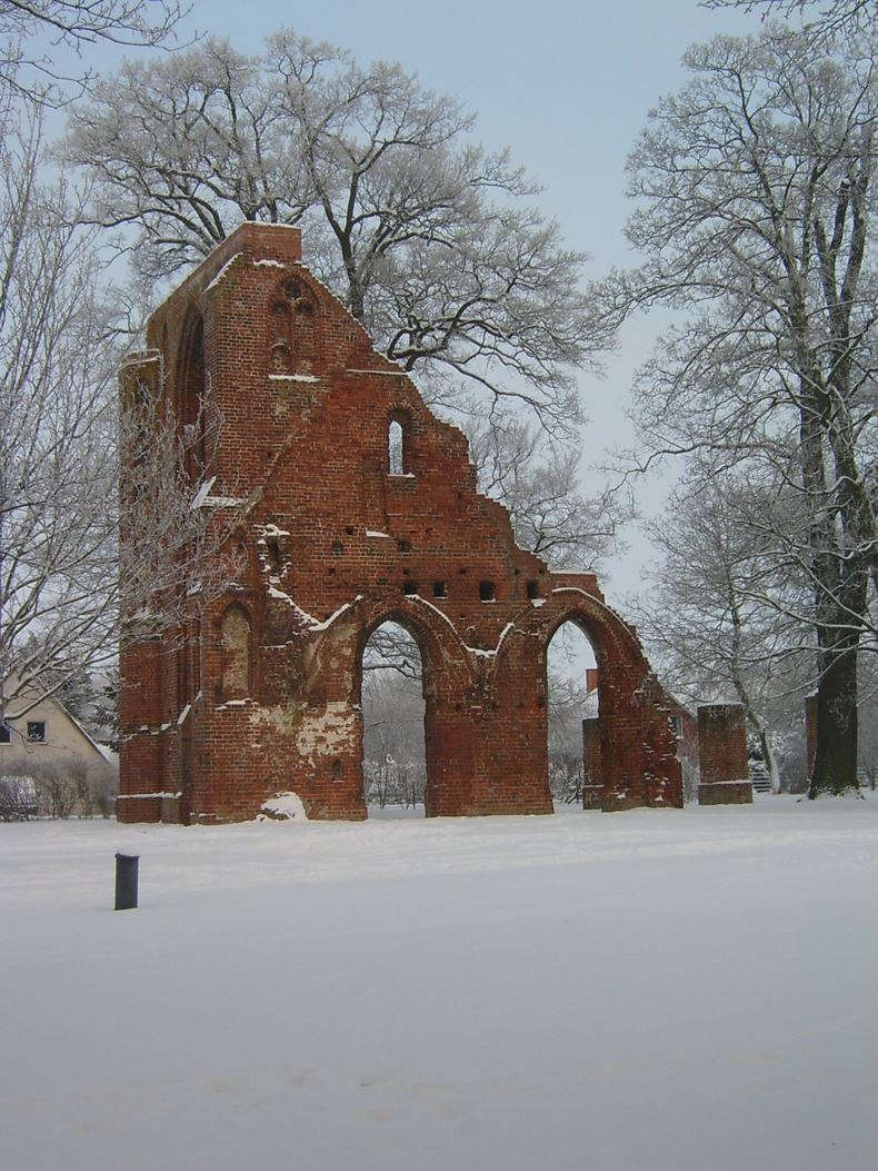 Winter 2011 Westportal der historischen Parkanlage - Klosterruine Eldena
