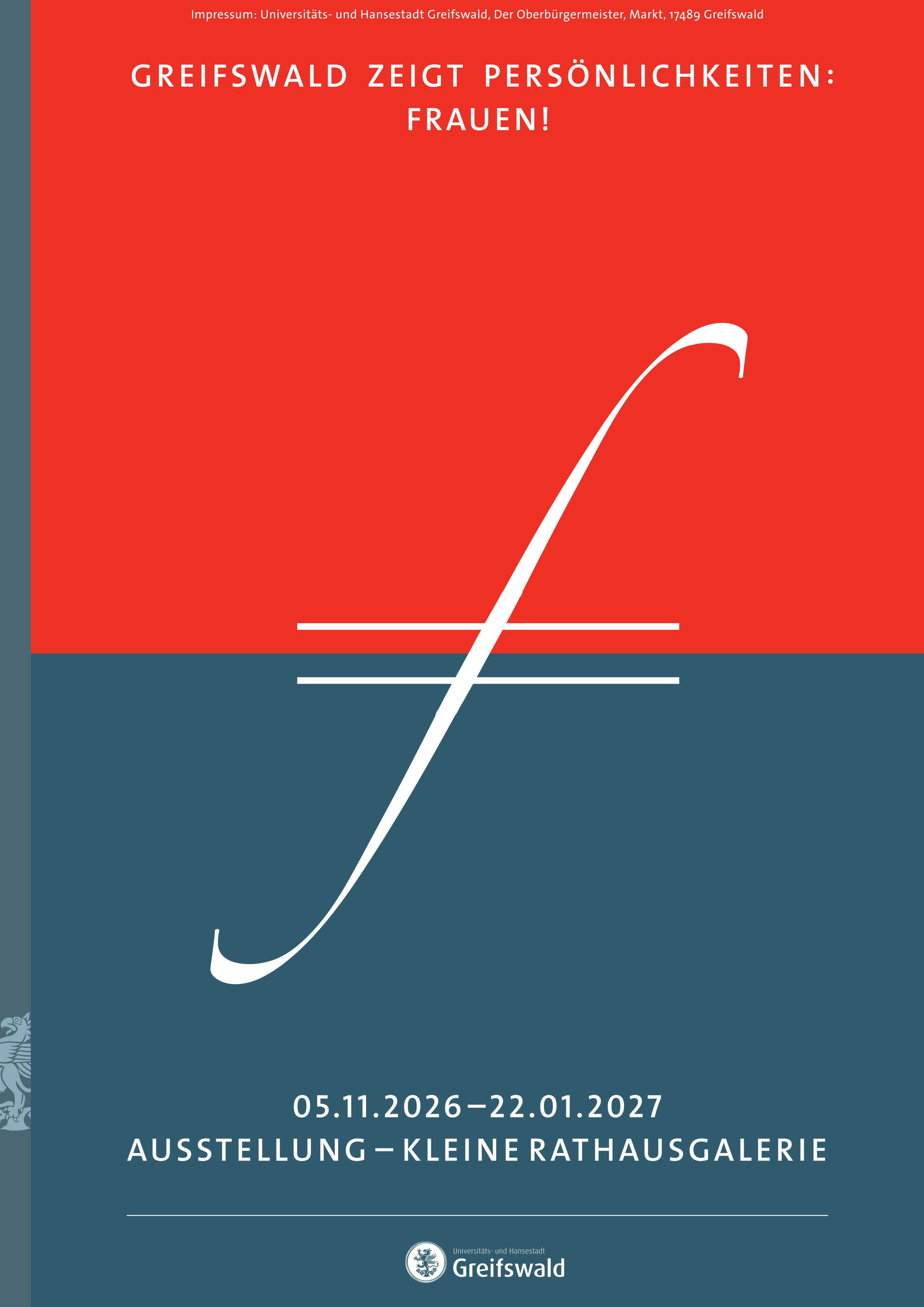Plakat für die Ausstellung Greifswald zeigt Persönlichkeiten: Frauen!