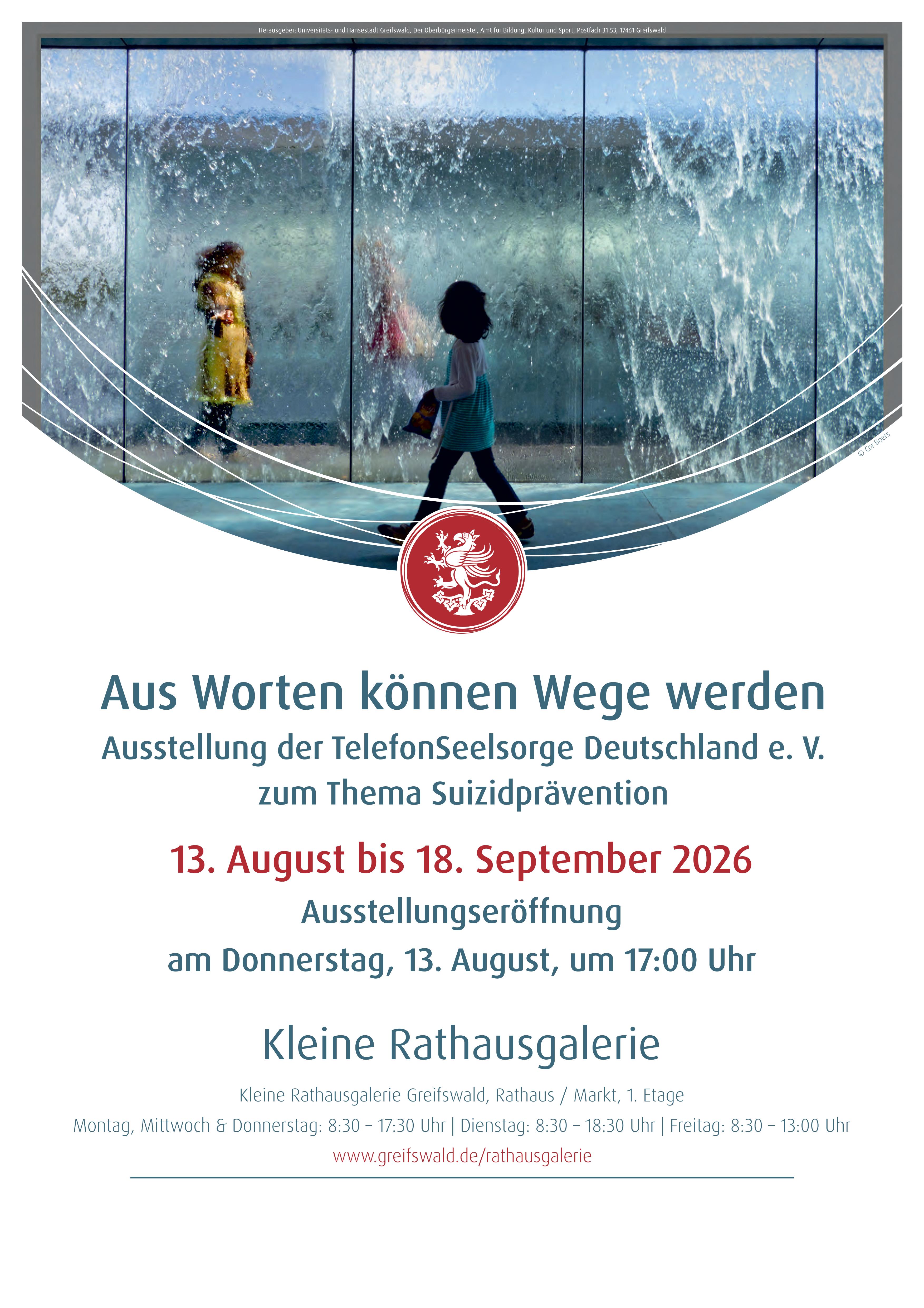 Plakat für die Ausstellung "Aus Worten können Wege werden" - Ausstellung der TelefonSeelsorge Deutschland e. V. zum Thema Suizidprävention © Cor Boers