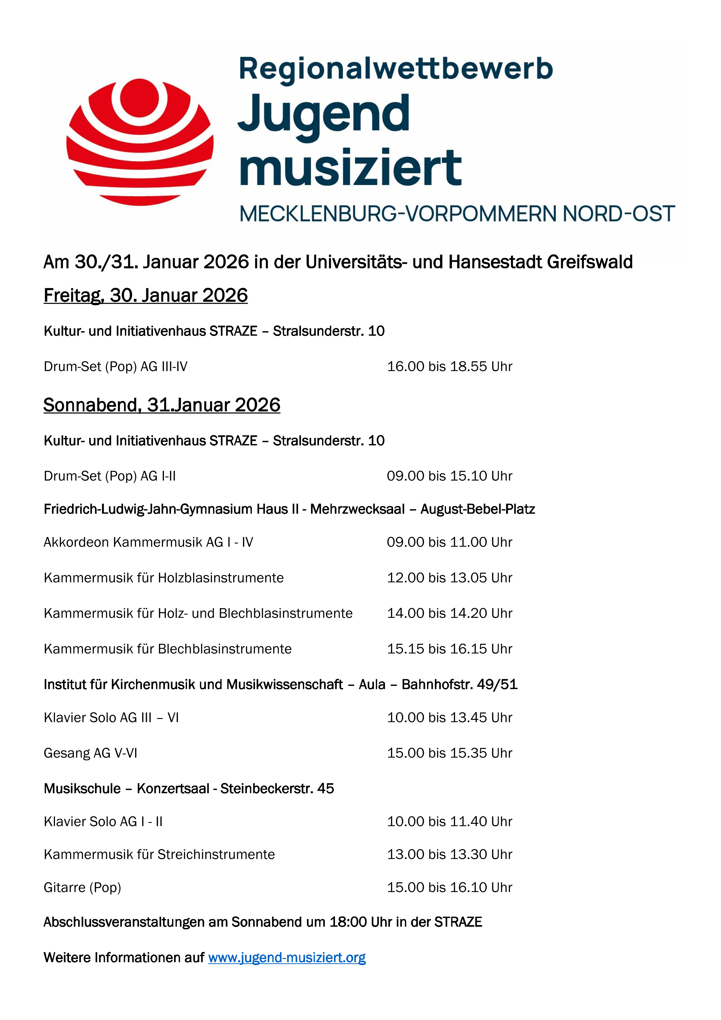 Aushang Jumu Spielstätten