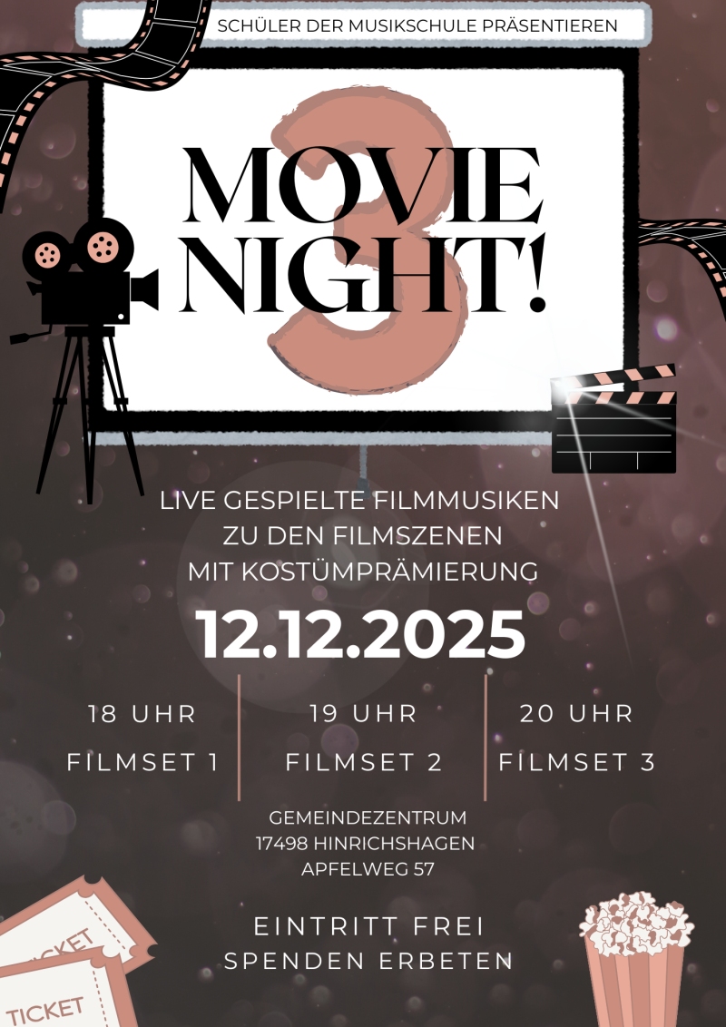 Black and White Illustrative Movie Night Flyer kleiner Black and White Illustrative Movie Night Flyer kleiner