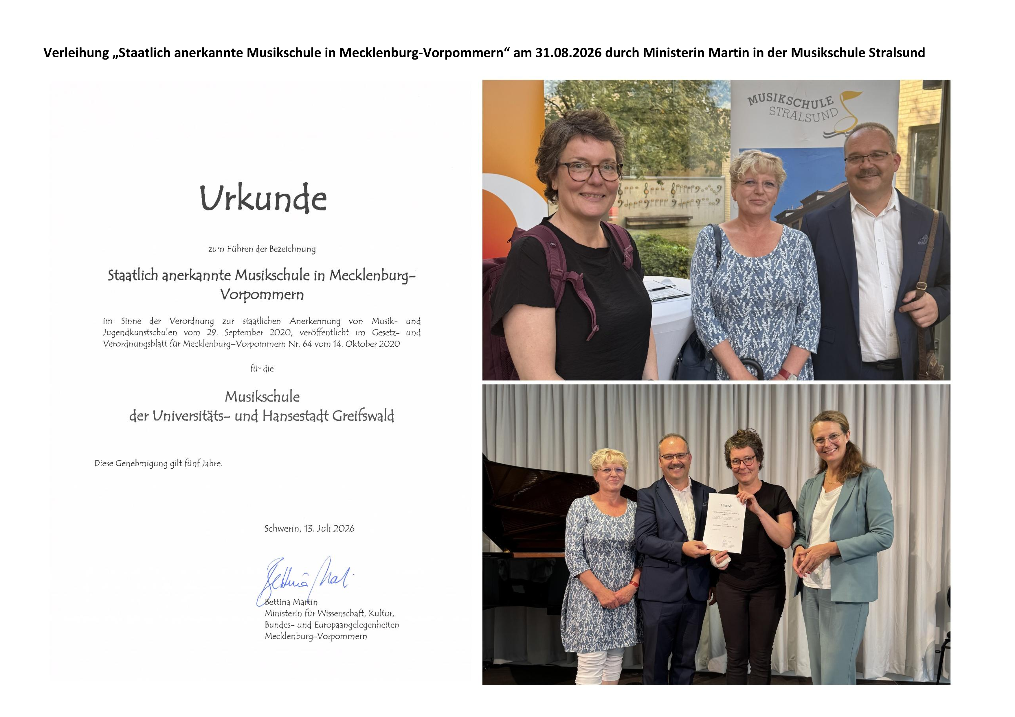 Verleihung_Staatlich_anerkannte_Musikschule_in M-V Verleihung_Staatlich_anerkannte_Musikschule_in M-V
