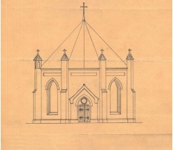  Zeichnung zum Kapellenanbau auf dem alten Friedhof, 1910 (Stadtarchiv Greifswald) 