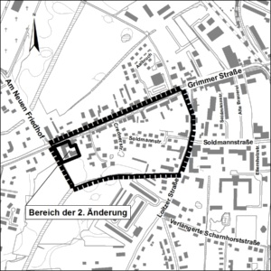 Uebersichtsplan 2. Aenderung Bebauungsplan Nr. 65 - Grimmer Straße -