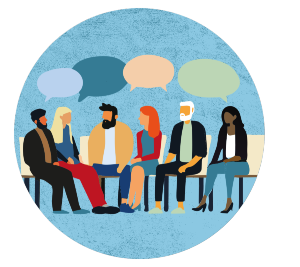 Grafik Zukunftsrat Grafik Zukunftsrat mit sechs Personen