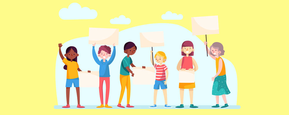 Vektorgrafik einer Gruppe von Kindern und Jugendlichen