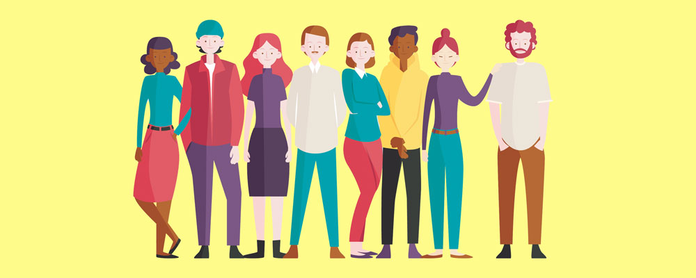 Vektorgrafik einer Gruppe von Menschen diverser Kulturen
