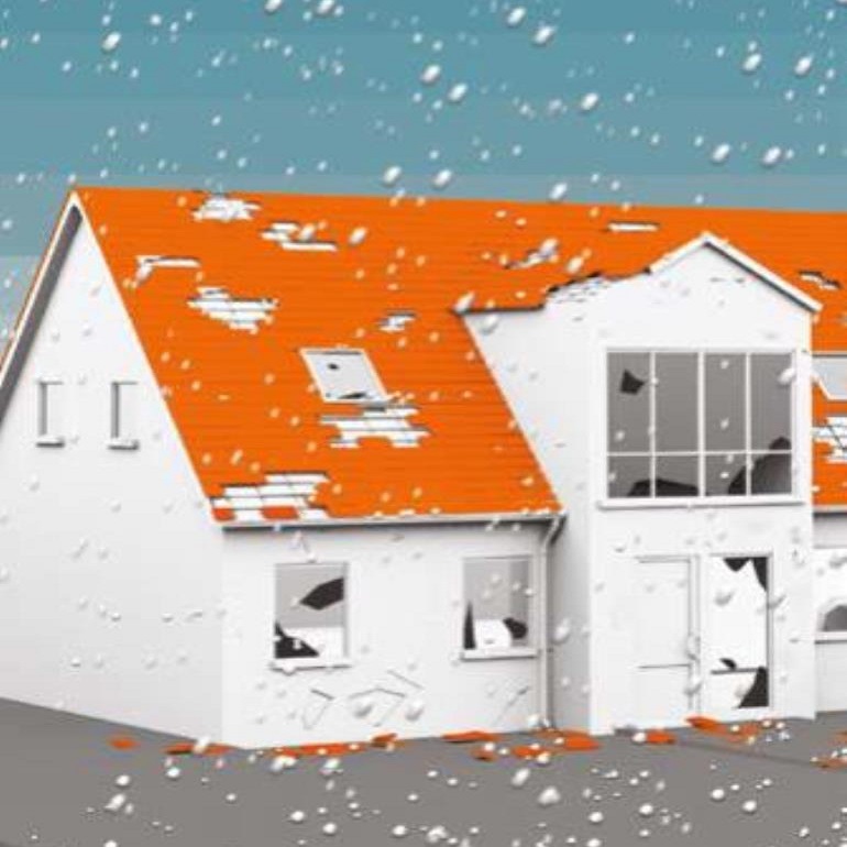 Zeichnung Haus mit Hagel