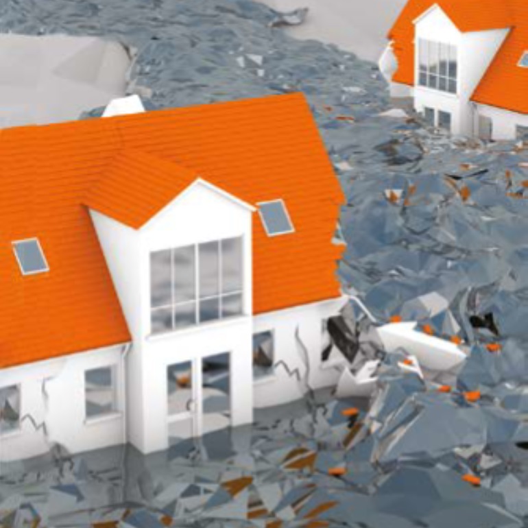 Zeichnung Haus steht im Wasser