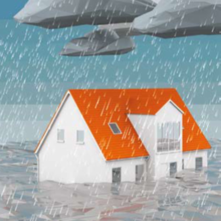 Zeichnung Haus mit losen Dachziegeln