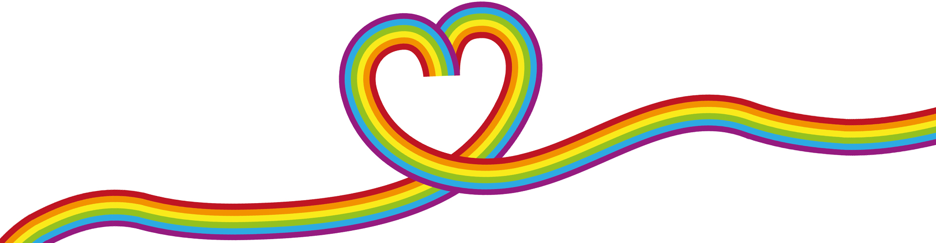 Geschwungenes Herz in Regenbogenfarben