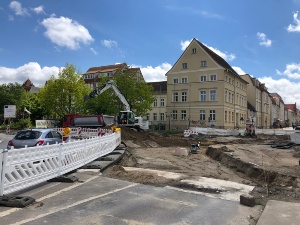 Arbeiten an der Kreuzung Stralsunder Straße/Steinbecker Straße