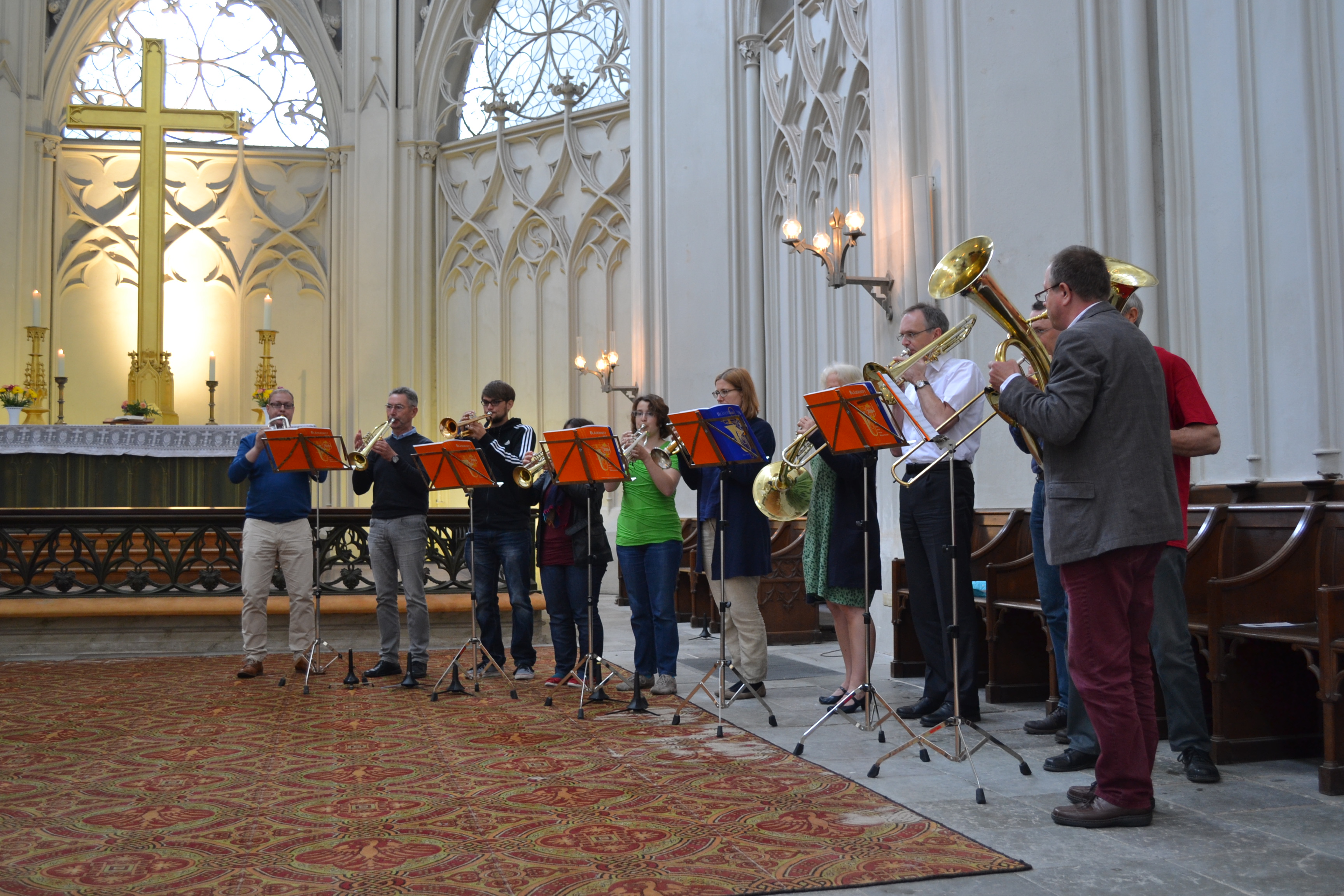 Bläsergruppe im Dom am Tag der Städtebauförderung im Mai 2016