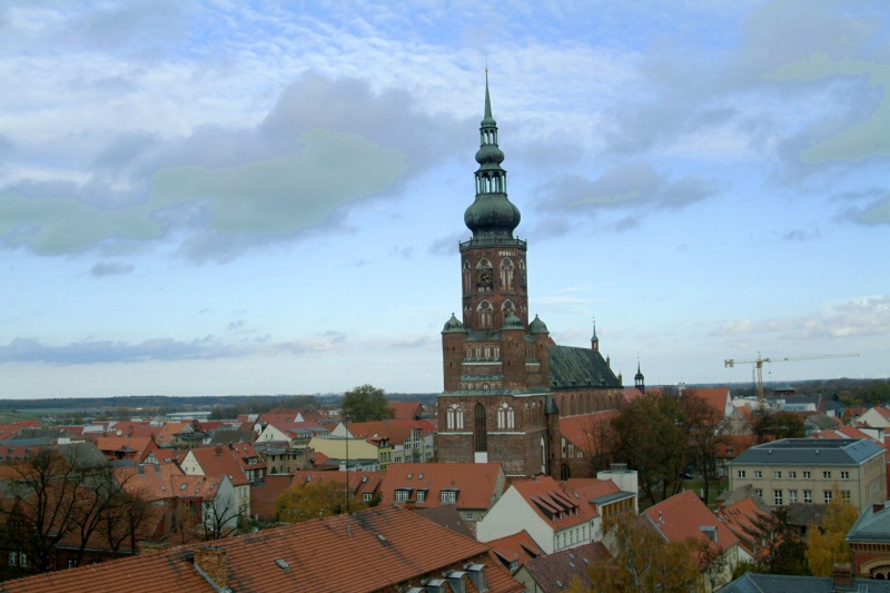 Der Dom St. Nikolai überragt die Dächer der Stadt.