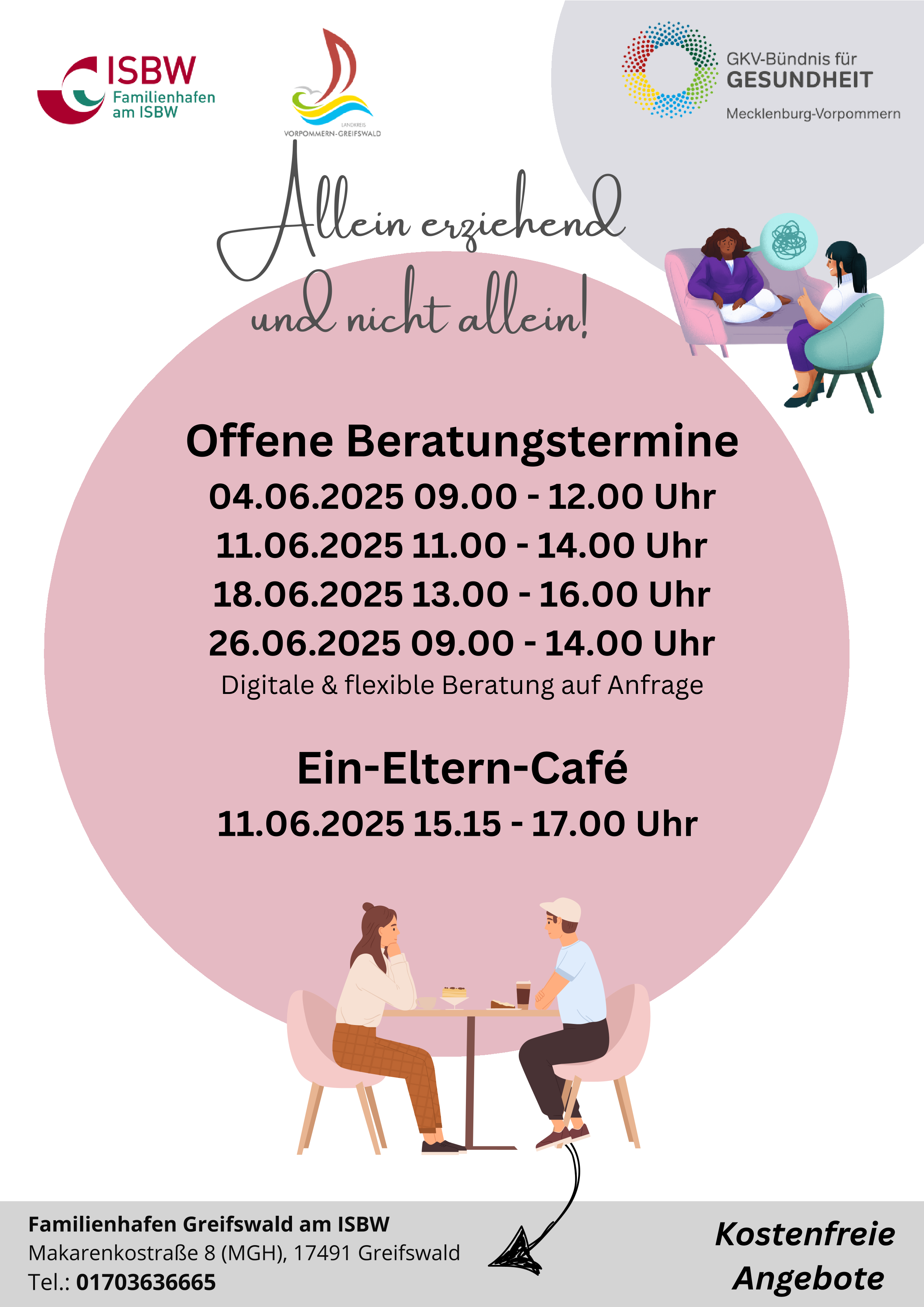 Offene Beratungstermine und Ein-Eltern-Café am Mi., 11.06. von 15:15 bis 17:00 Uhr im Mehrgenerationenhaus Aktion Sonnenschein in der Makarenkostraße 8