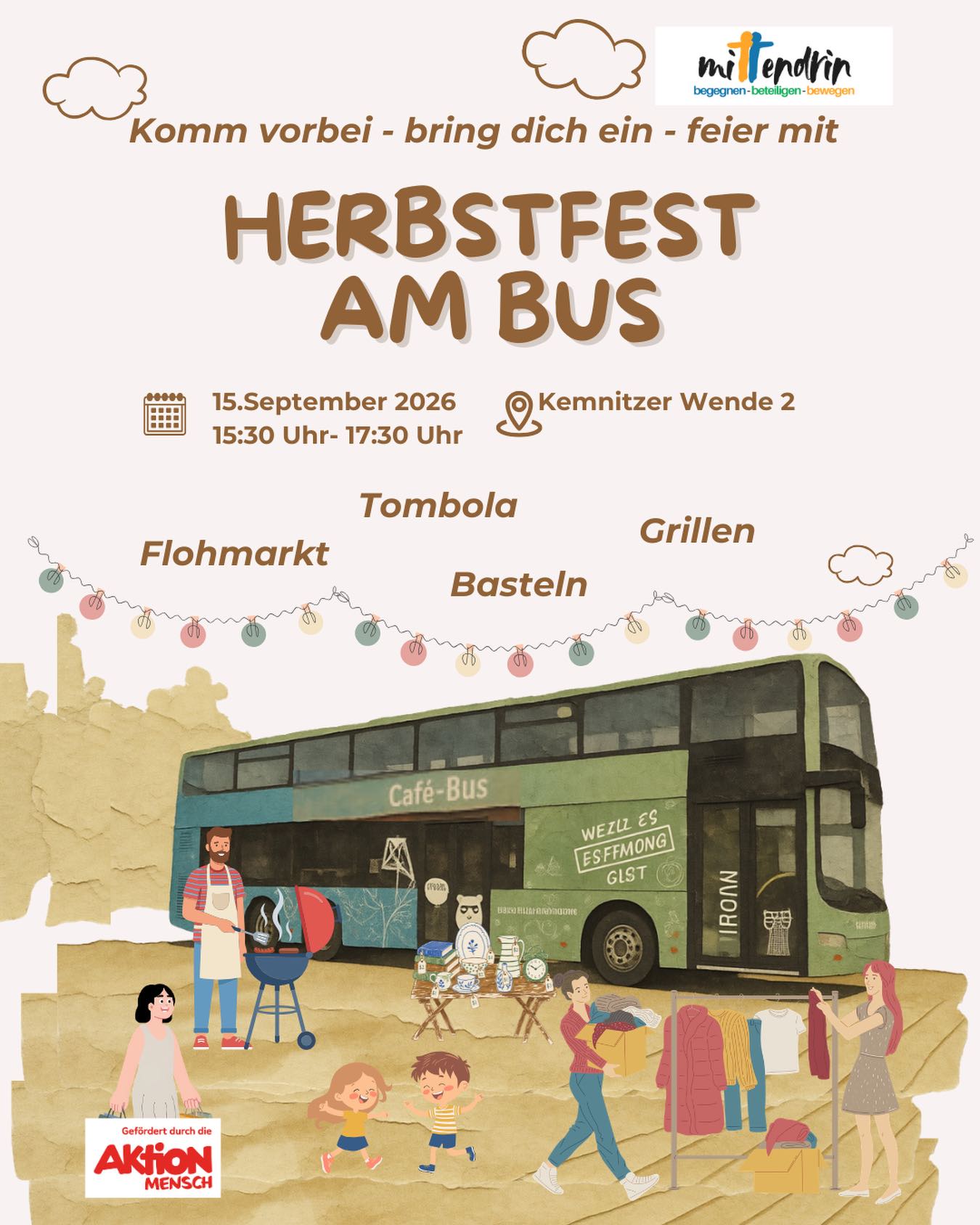 Herbstfest am Begegnungsbus am Di., 15.09. von 15:30 bis 17:30 Uhr in der Kemnitzer Wende 2