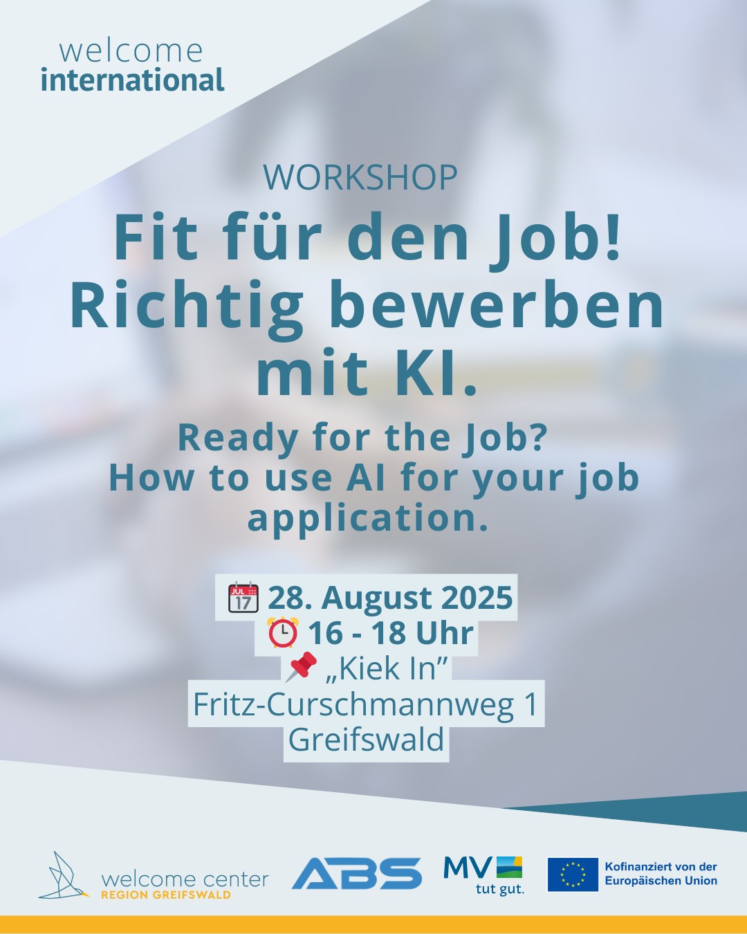 Interkulturelles Cafés im Kiek In zum Bewerben mit KI am Do., den 28.08. um 16:00 Uhr im Fritz-Curschmann-Weg 1