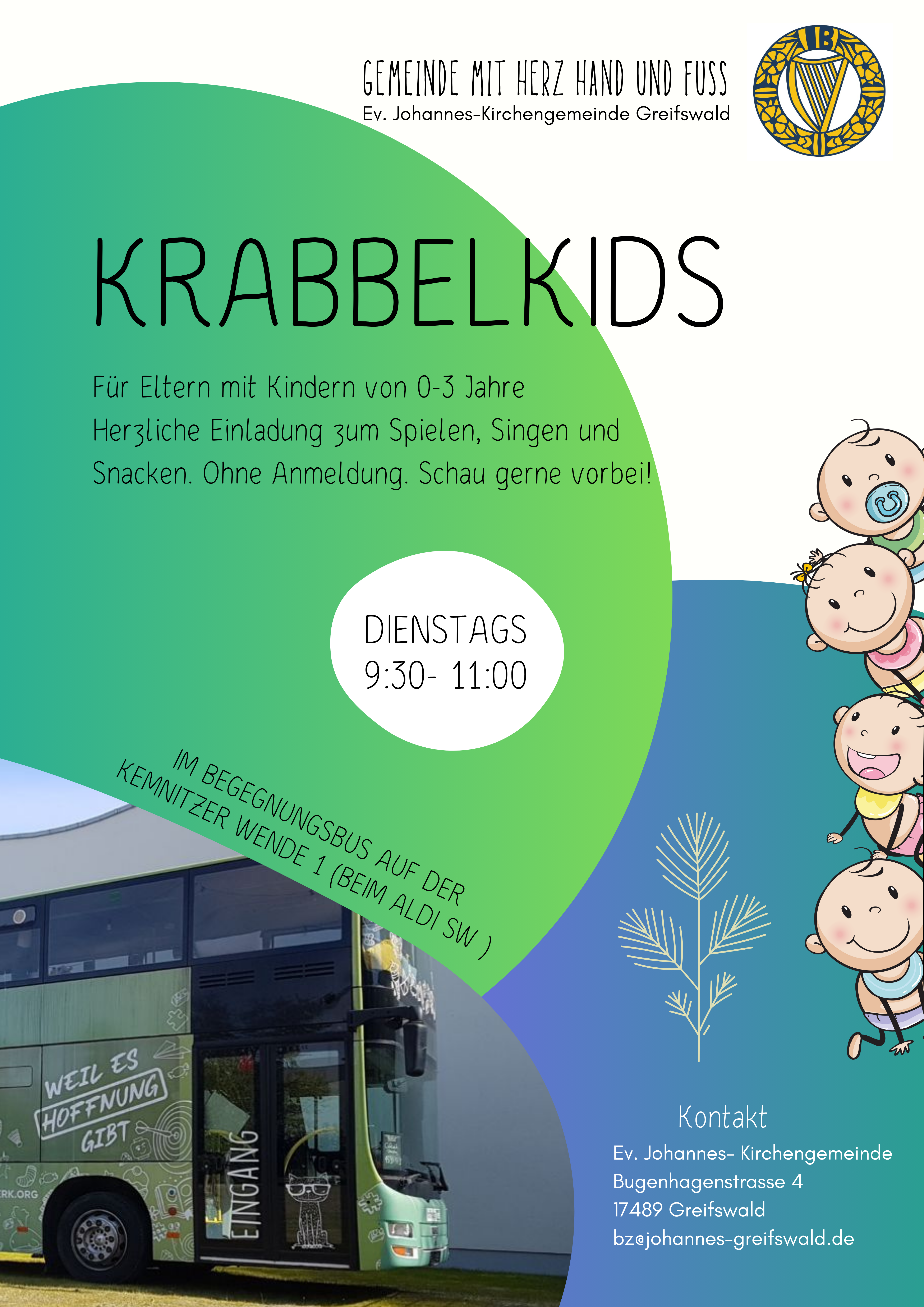 Krabbelkids im Begegnungsbus immer dienstags von 09:30 bis 11:00 Uhr in der Kemnitzer Wende
