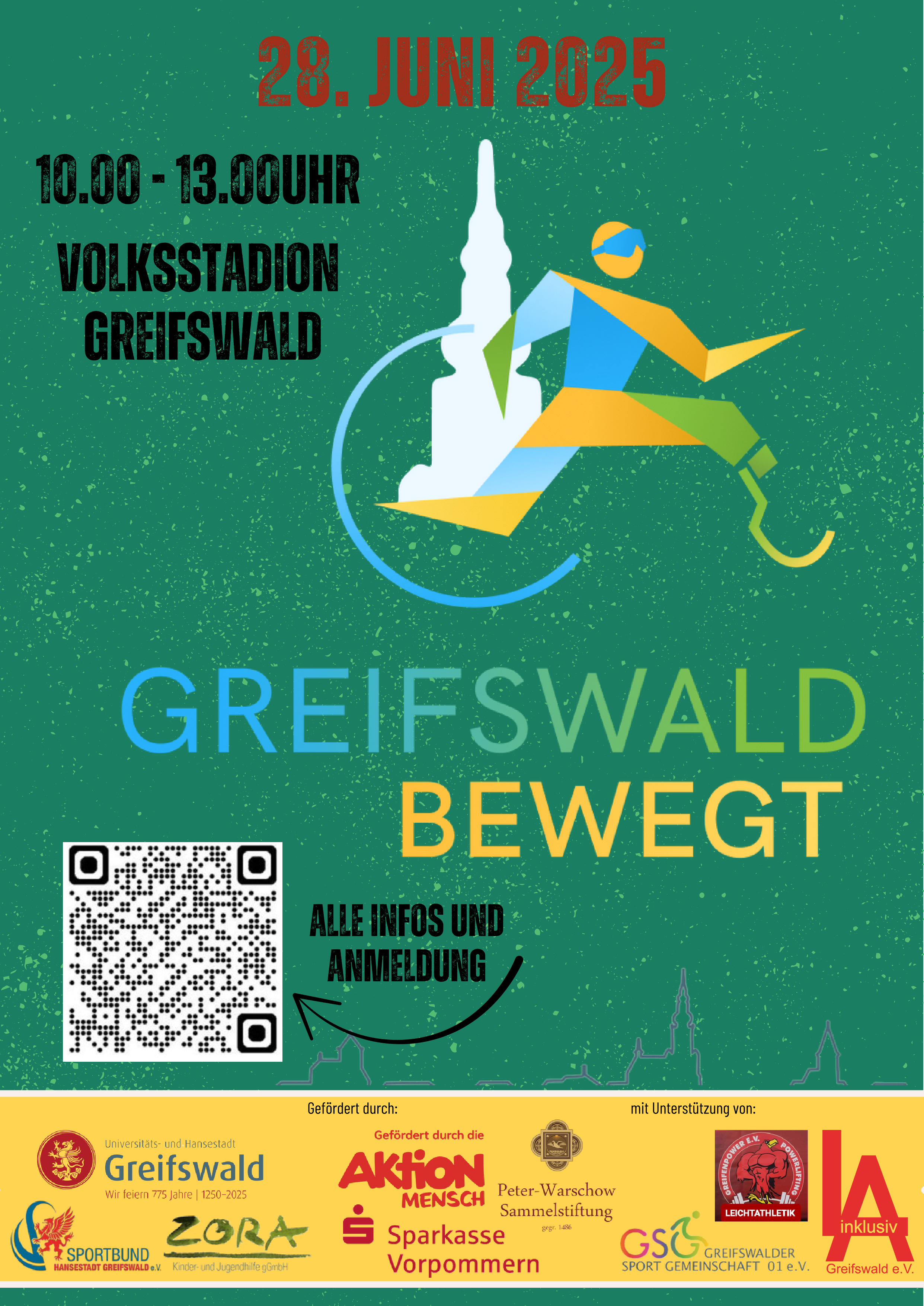 Laufveranstaltung Greifswald bewegt am Sa., 28-06. von 10:00 bis 12:00 Uhr im Volksstadion