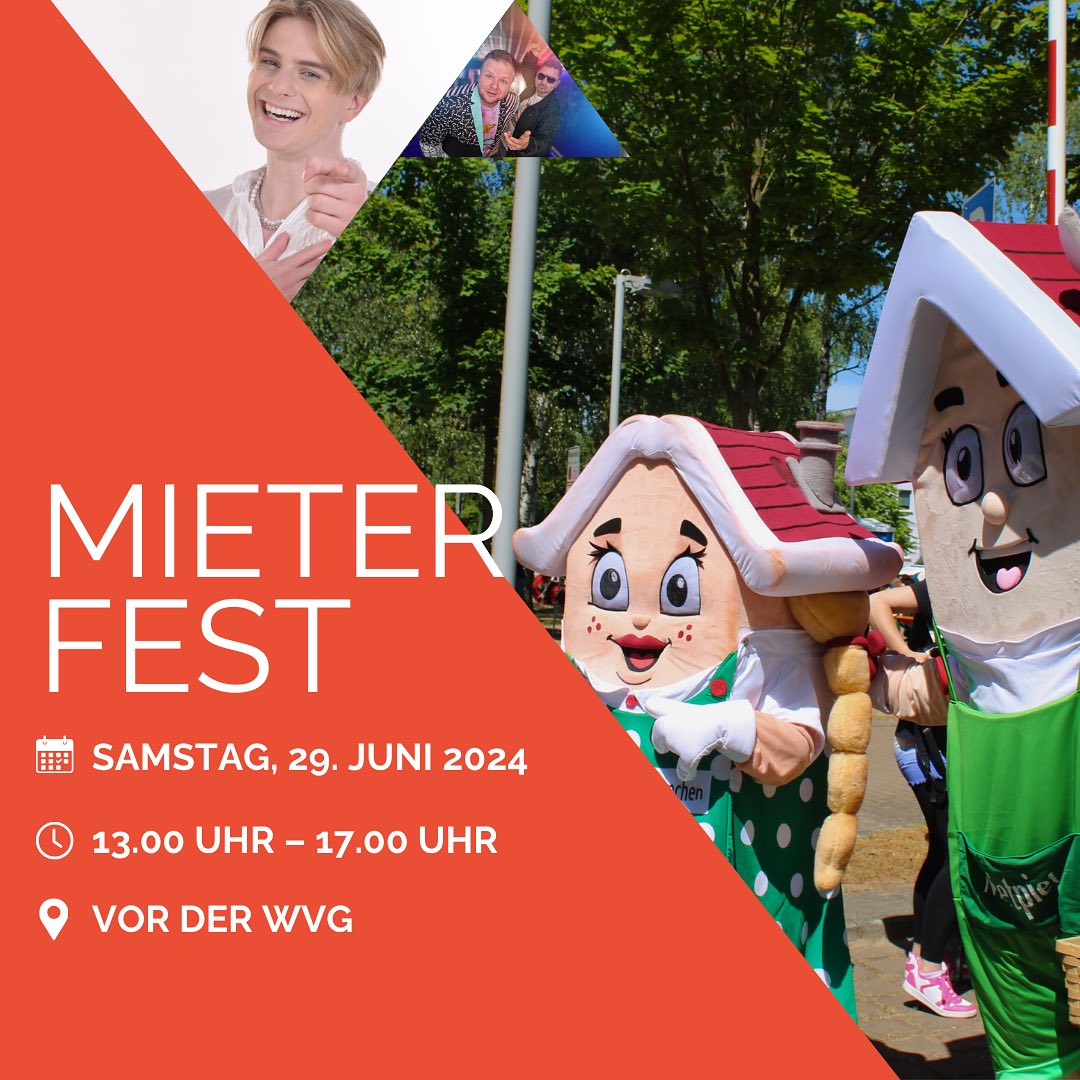 Mieterfest der WVG am Sa., 29.06. von 13:00 bis 17:00 Uhr vor der WVG in der Hans-Beimler-Straße 73