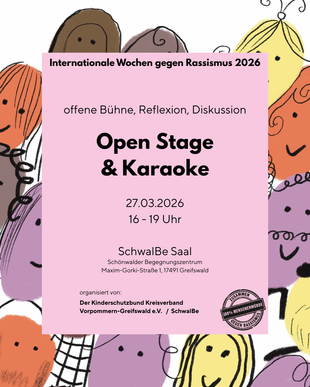 Open Stage und Karaoke am Fr., 27.03. um 16:00 Uhr in der Schwalbe in der Maxim-Gorki-Straße 1