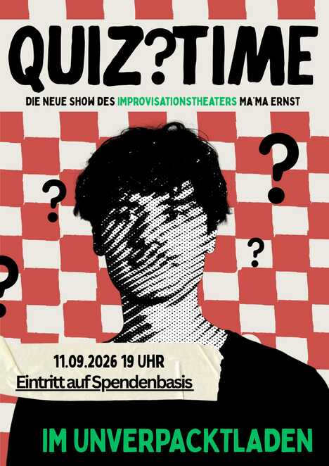 Quiz Time: Eine Improtheatershow am Fr., 11.09. um 19:30 Uhr im Unverpackt am Meer in der Hans-Beimler-Straße 1-3