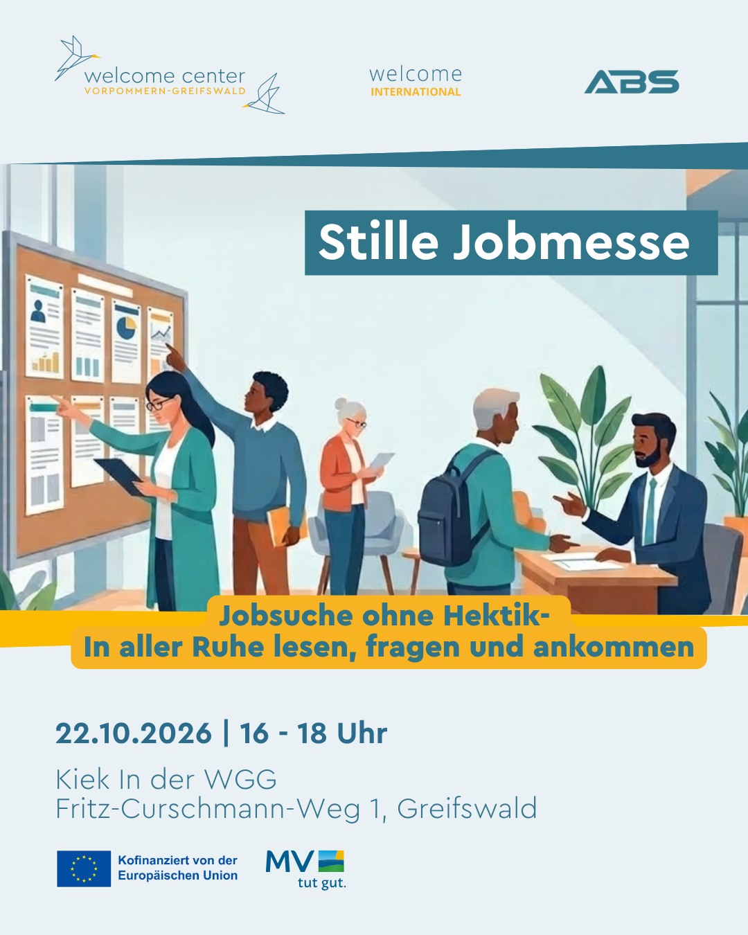 Stille Jobmesse am Do., 22.10. um 16:00 Uhr im Kiek In im Fritz-Curschmann-Weg 1