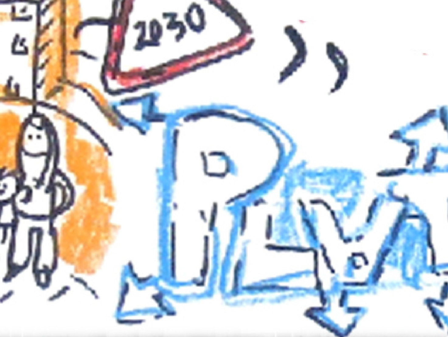 Gemalte Motive im Stil zwischen Kinderzeichnung und Grafiti