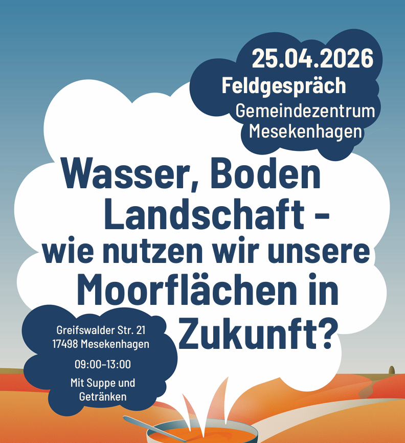 Plakat zum Feldgespräch: Wie nutzen wir unsere Moorflächen in Zukunft? 