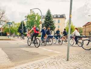 Fahrradfahrer an der Europakreuzung