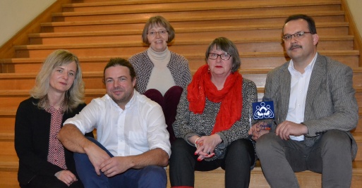 Gehrte am Weltbehindertentag 2016 v.l.n.r. Jana Schulz, Daniel Lembke, Angela Zeitz (Lehrerin an der Musikschule), Christine Jeske, Carsten Witt (Leiter der Musikschule)
