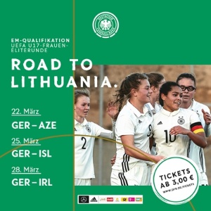 Plakat für Qualifukationsspiel Fußball-EM U17 Frauen