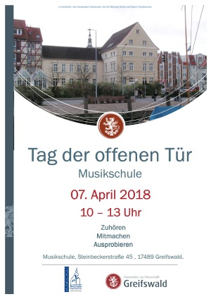 Plakat zum Tag der offenen Tür in der Musikschule Greifswald