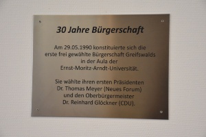 Gedenktafel 30 Jahre Bürgerschaft