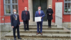 Dr. Fassbinder, Sergei Netschajew, Oleg Eremenko und Manuela Schwesig - © Pressestelle Dr. Fassbinder, Sergei Netschajew, Oleg Eremenko und Manuela Schwesig