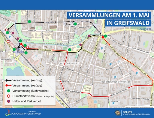Karte der Aktionen zum 1. Mai 2021