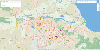 Ausschnitt aus dem Geoportal mit Sporthallen und -plätzen in Greifswald