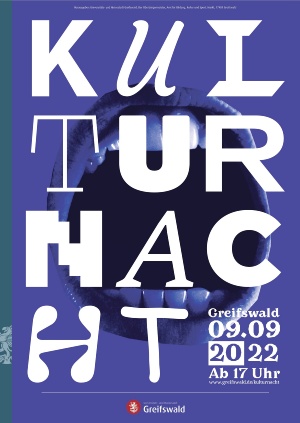 Offizielles Plakatmotiv der Greifswalder Kulturnacht am 9. September 2022 - © Roberto Plucinski Offizielles Plakatmotiv der Greifswalder Kulturnacht am 9. September 2022