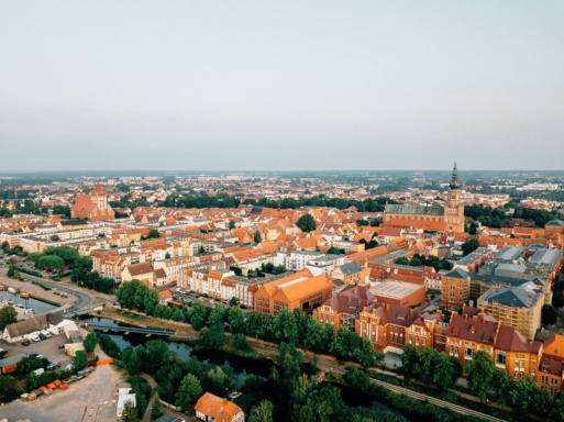 Blick auf das Stadtgebiet von der Universitäts- und Hansestadt Greifswald