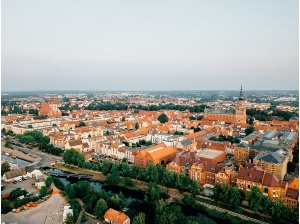 Blick auf das Stadtgebiet von der Universitäts- und Hansestadt Greifswald