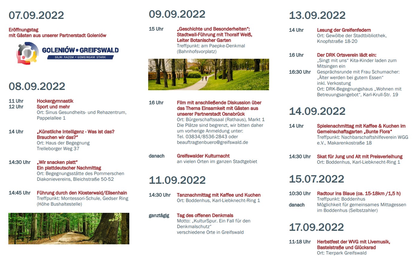 Screenshot aus dem Flyer zum Programm der Seniorentage vom 7. bis 17. September 2022 in Greifswald