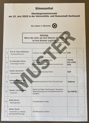 Stimmzettel für OB-Wahl 2022