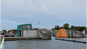 Im Sperrwerk in Greifswald-Wieck brennt Licht