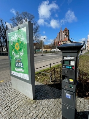 Parkscheinautomat auf dem Parkplatz am Schießwall