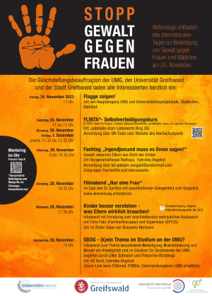 Plakat mit Veranstaltungen zum Orange Day, Tag gegen Gewalt an Frauen 2023