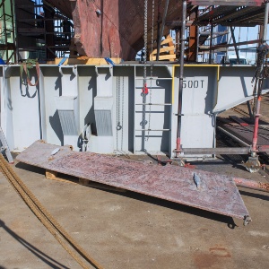 Das Ruderblatt der GREIF wurde im Zuge der Sanierung des Segelschulschiffs GREIF dmeontiert