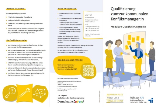 Informationsflyer zur Qualifizierung zum*zur Kommunalen Konfliktmanager*in in Greifswald
